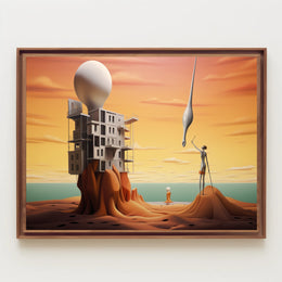 Surreal Landscape with Futuristic Sci-Fi Architecture Poster