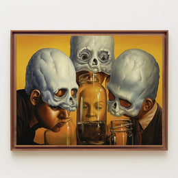 Surreal Identity Art with Skulls and Jars - Artistic Poster