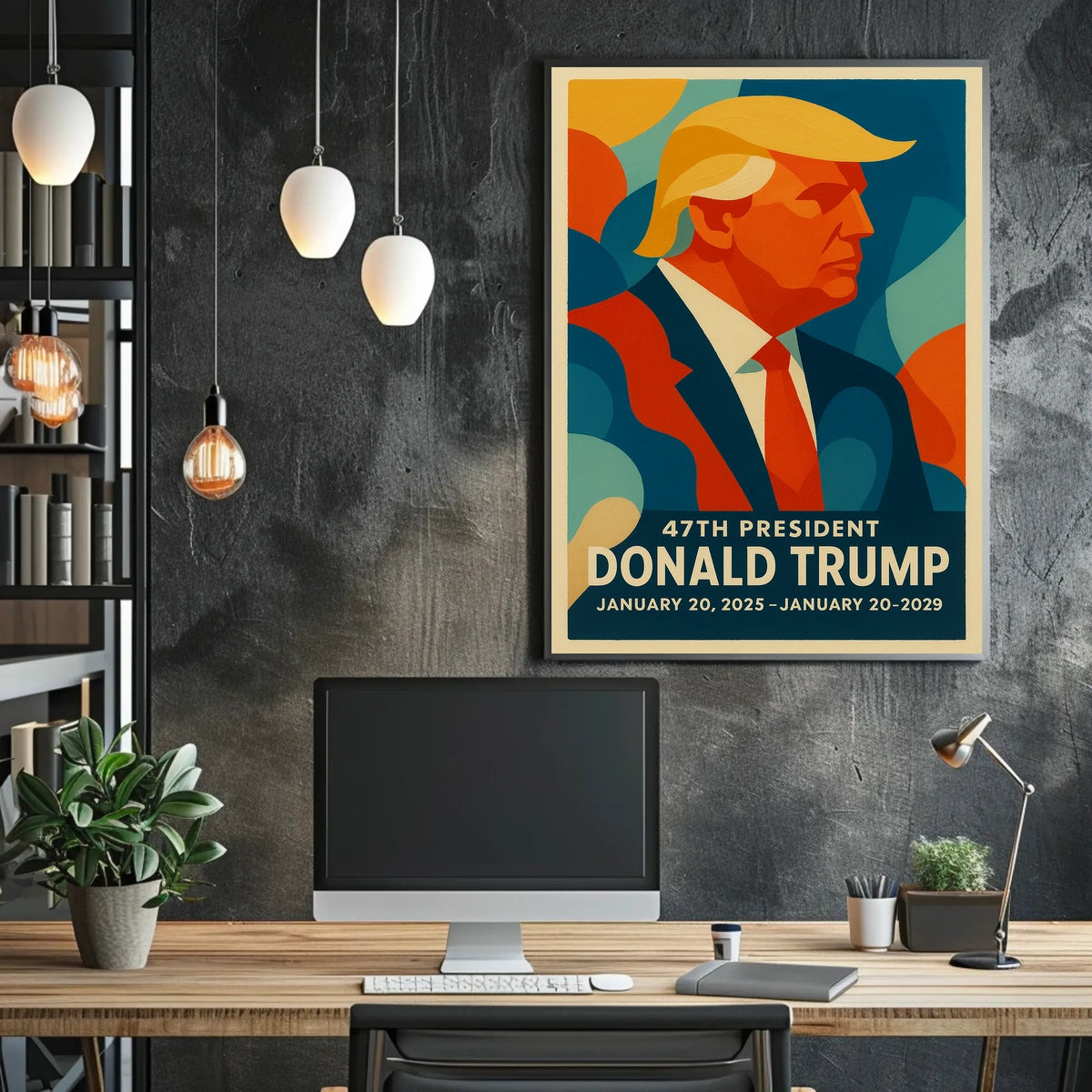 Political Leadership Abstract Art Poster: Bold and Patriotic