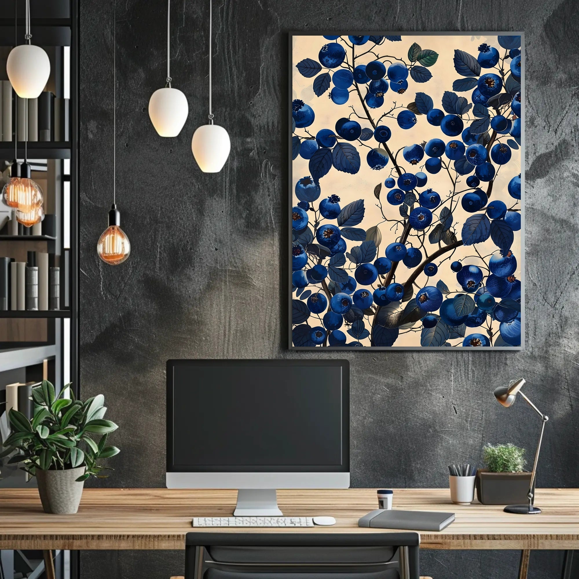 Blueberry Botanical Illustration Wall Art