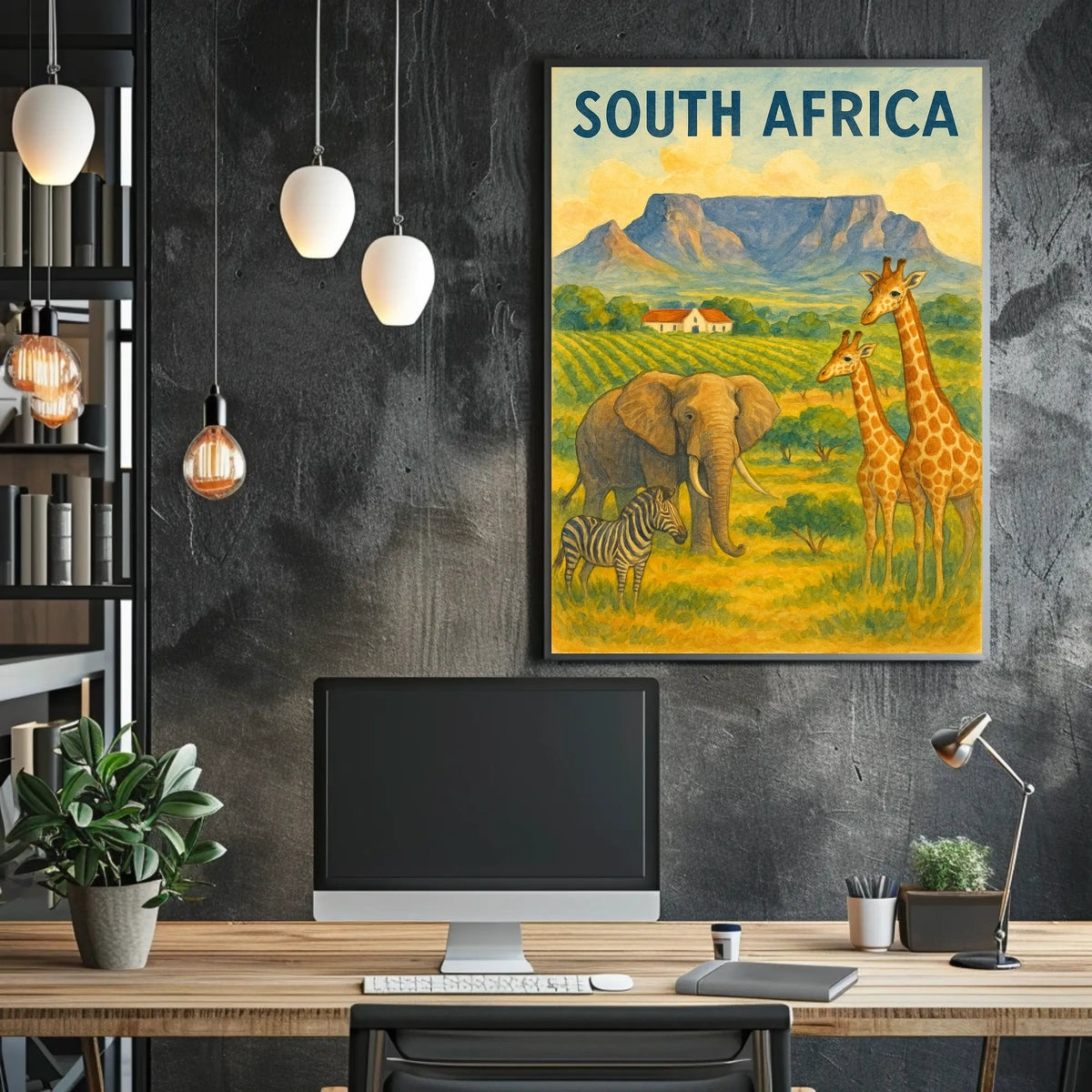 Vibrant South African Wildlife Travel Poster