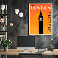 Big Ben Silhouette Image with Scenic UK Travel Poster