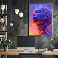 Vibrant Surreal Face with Futuristic Design Artistic Poster PosterGoat