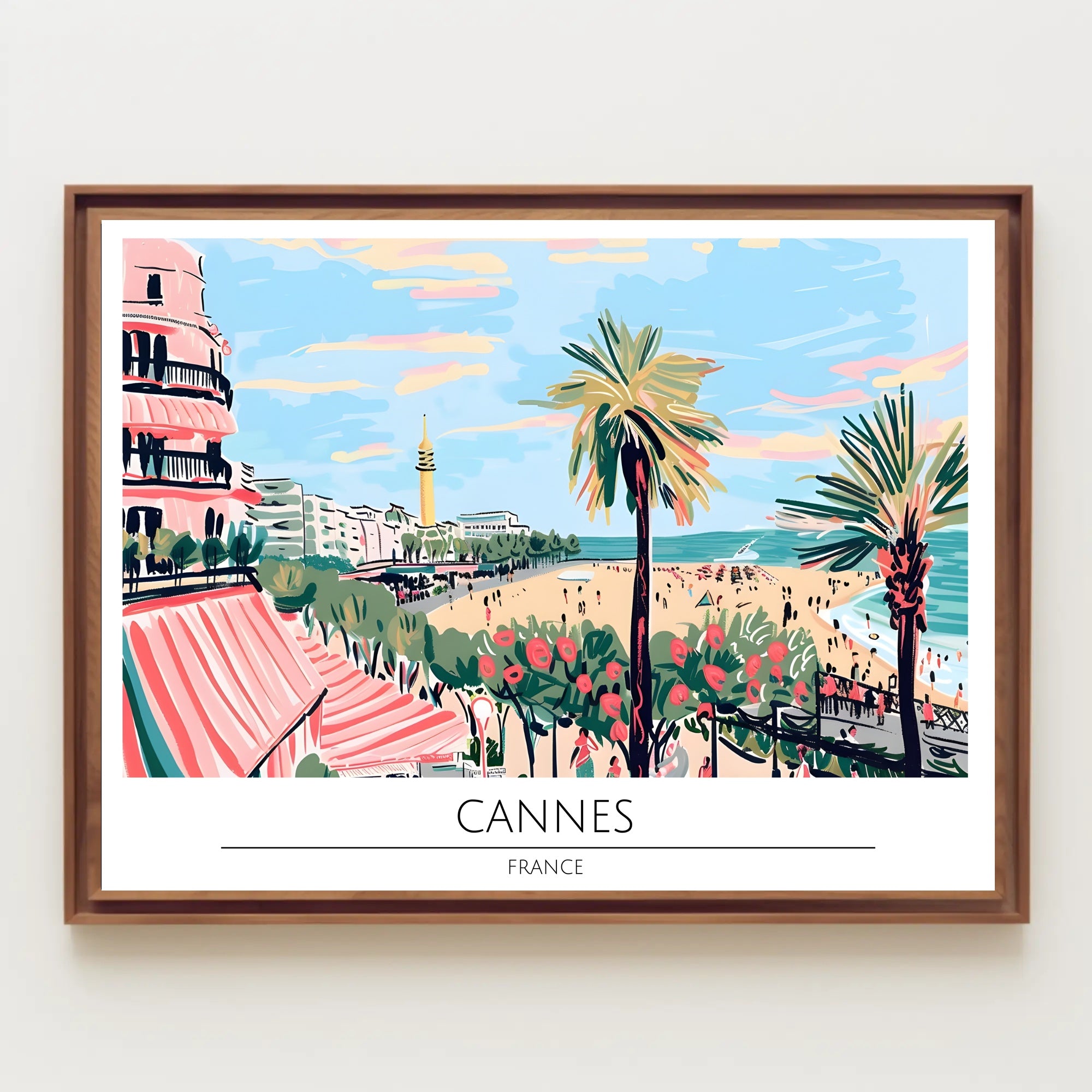 Cannes Beach Scene Poster PosterGoat