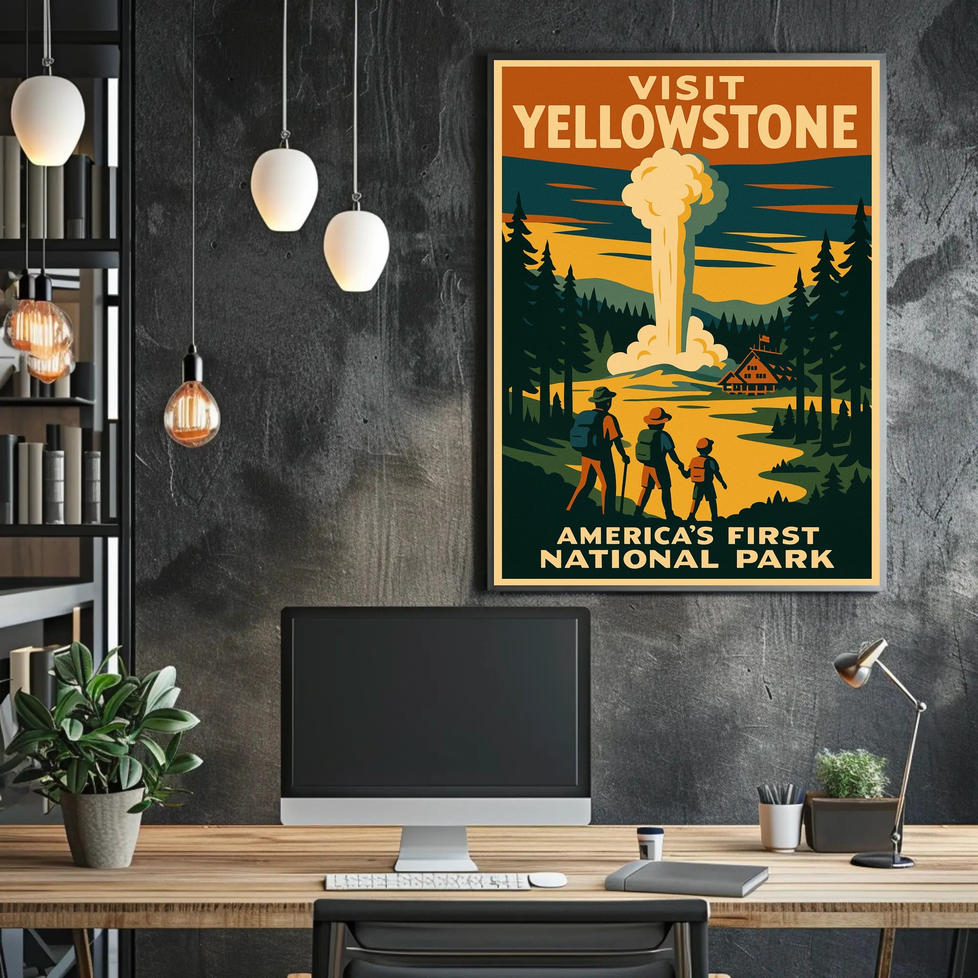 Visit Yellowstone Americas First National Park Poster PosterGoat