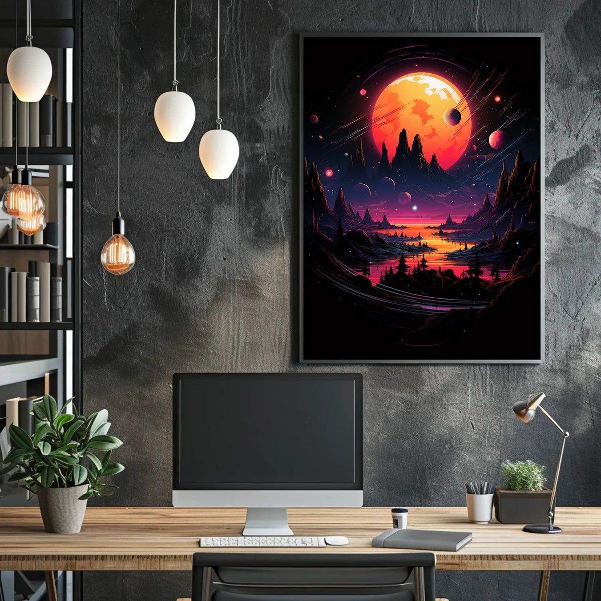Cosmic Surrealism Alien Planet Art Poster
