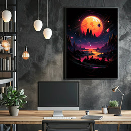 Cosmic Surrealism Alien Planet Art Poster