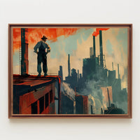 Industrial Progress: Bold Worker Factory Art Poster