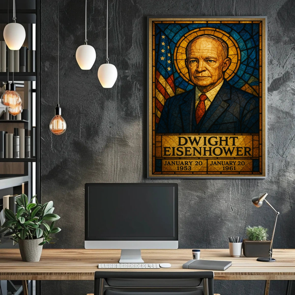 Stained Glass Presidential Portrait Patriotic Historical or Presidential Poster