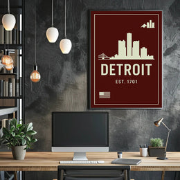 Detroit Skyline Est. 1701 Poster PosterGoat