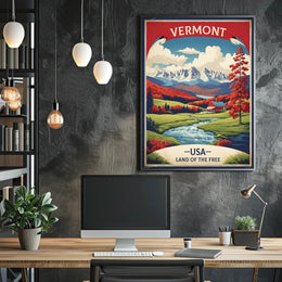 Vermont Autumn Scene Vintage Travel Poster