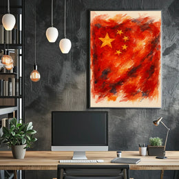 Abstract Chinese Flag Abstract Poster
