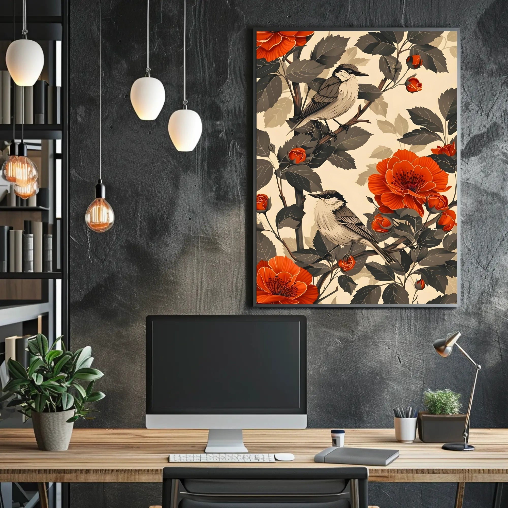 Birds and Blooms: Tranquil Nature-Inspired Animal Poster