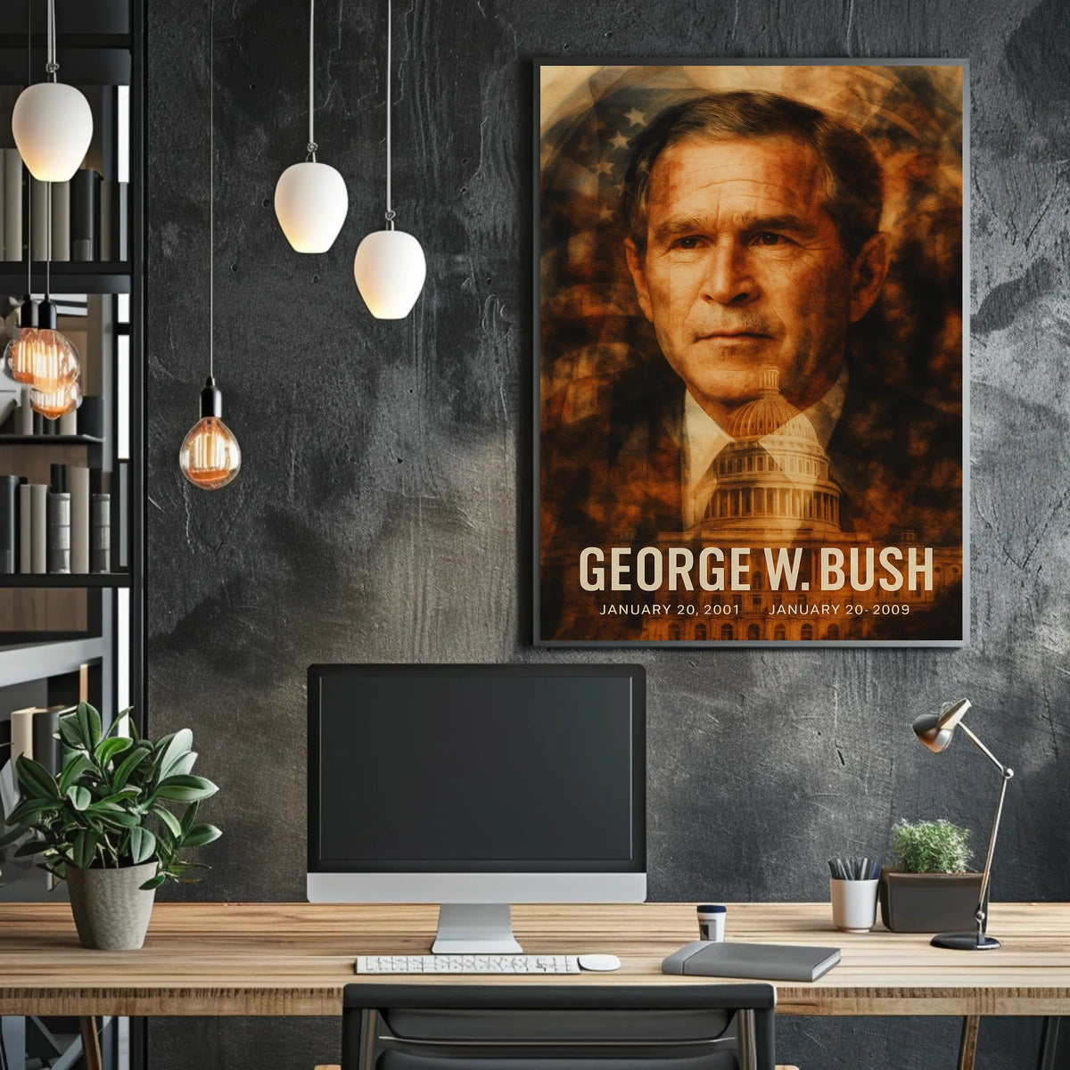 George W. Bush 43rd President of the United States Double Exposure Poster