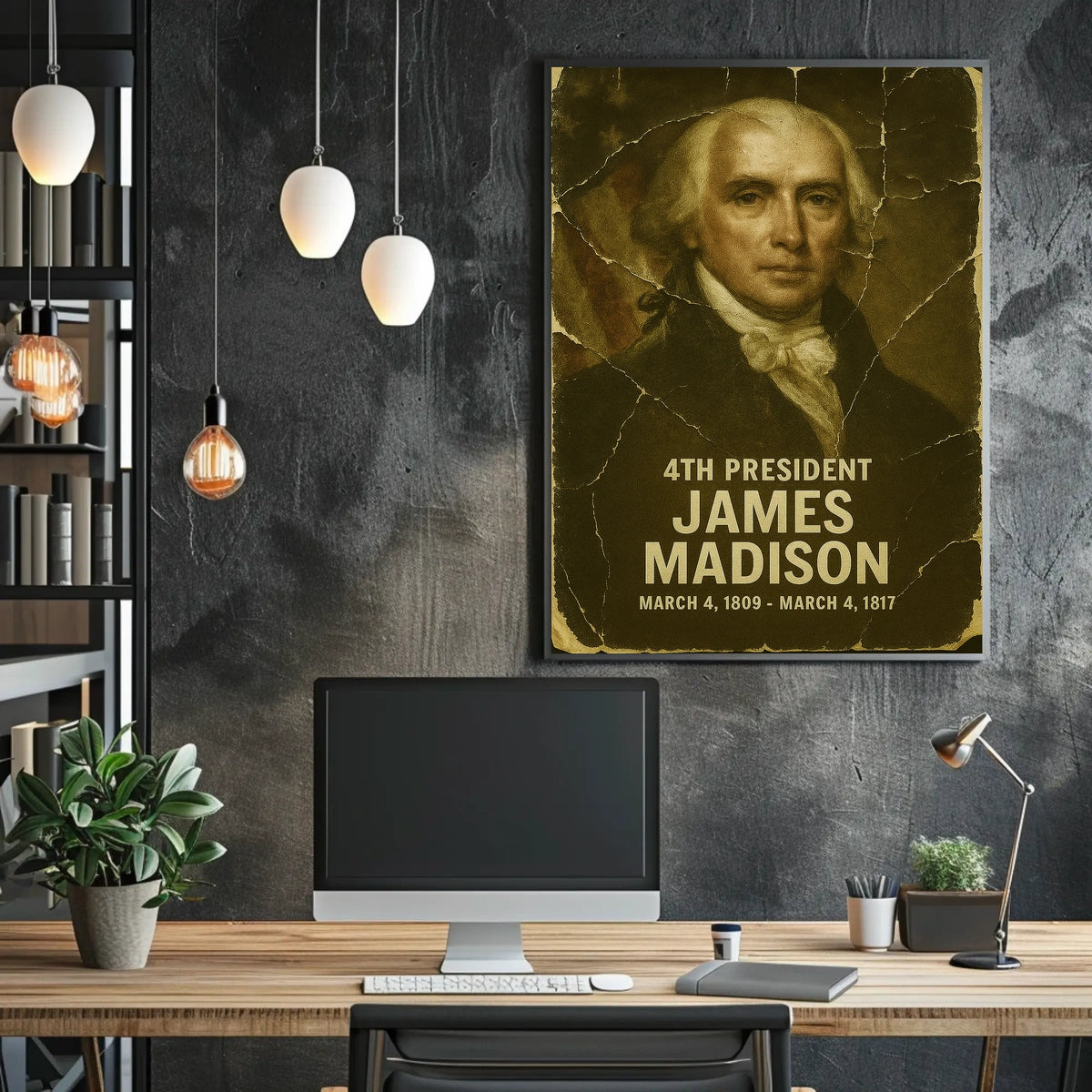 James Madison 4th President of the United States Damaged Photograph Poster