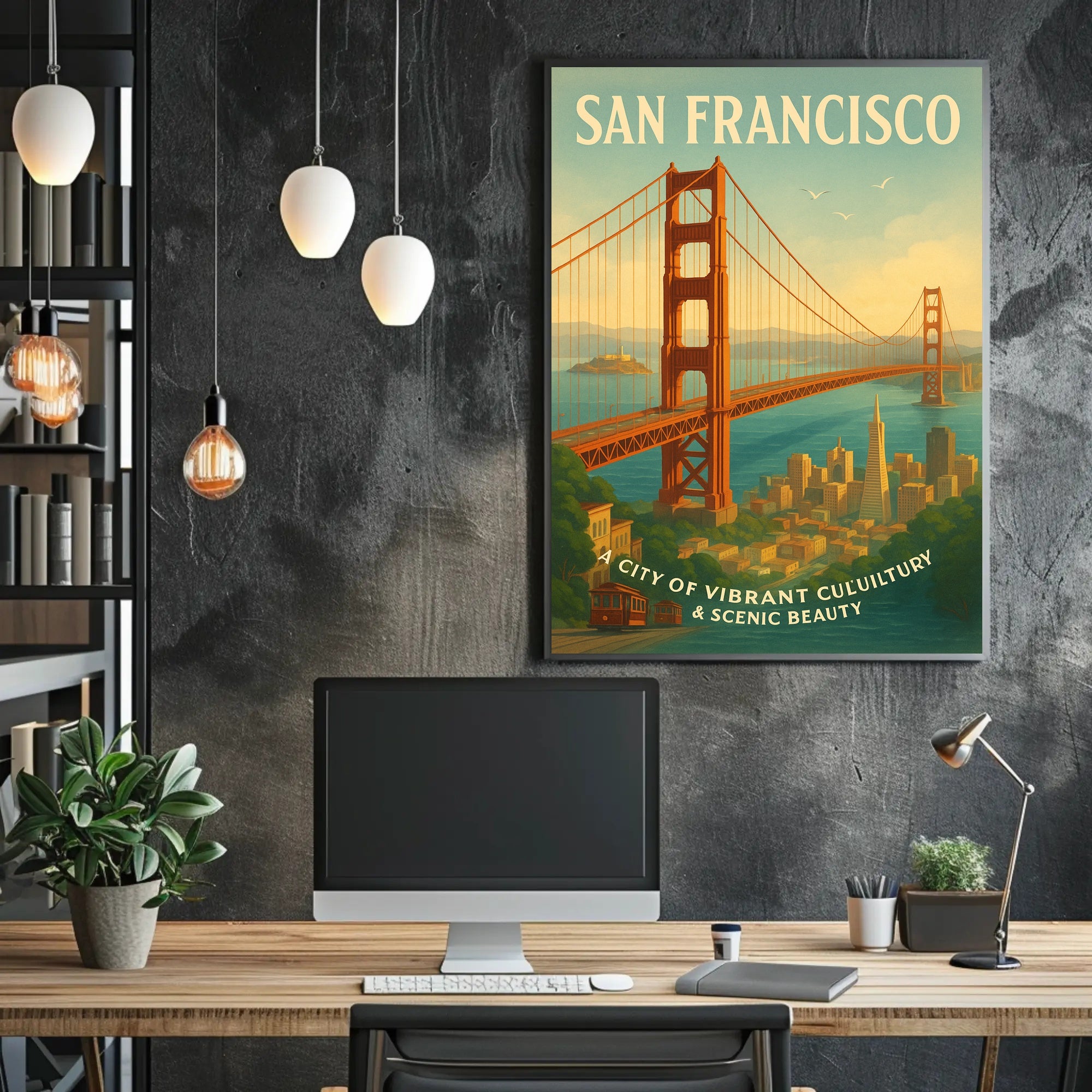 San Francisco Golden Gate Bridge Vintage Travel Poster
