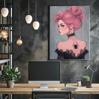 Gothic Elegance Woman Illustration Spider Tattoo Poster