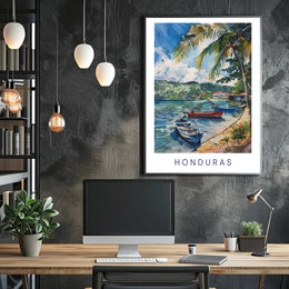 Honduras Coastal Serenity Watercolor Travel Poster PosterGoat
