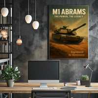 M1 Abrams Military Poster Vintage Tank Wall Art