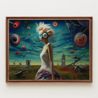 Dreamlike Woman in Stylized Surreal Futuristic Sci-Fi Poster