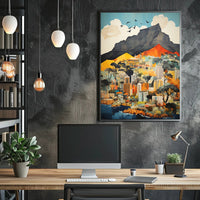 Modern Cityscape with Table Mountain Travel Poster