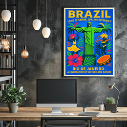 Brazil Land of Samba, Sun, and Diversity Poster