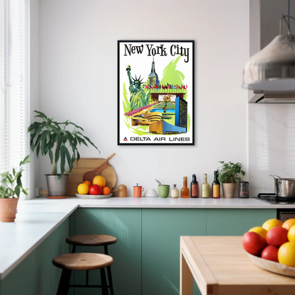 New York City Air Lines Travel Poster
