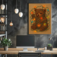 Festive Bear With Holiday Lights Poster