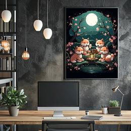 Moonlit Fox Gathering Poster