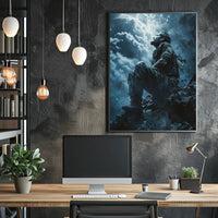 Haunting Horror Poster: Skeletal Figure with Red Eyes PosterGoat