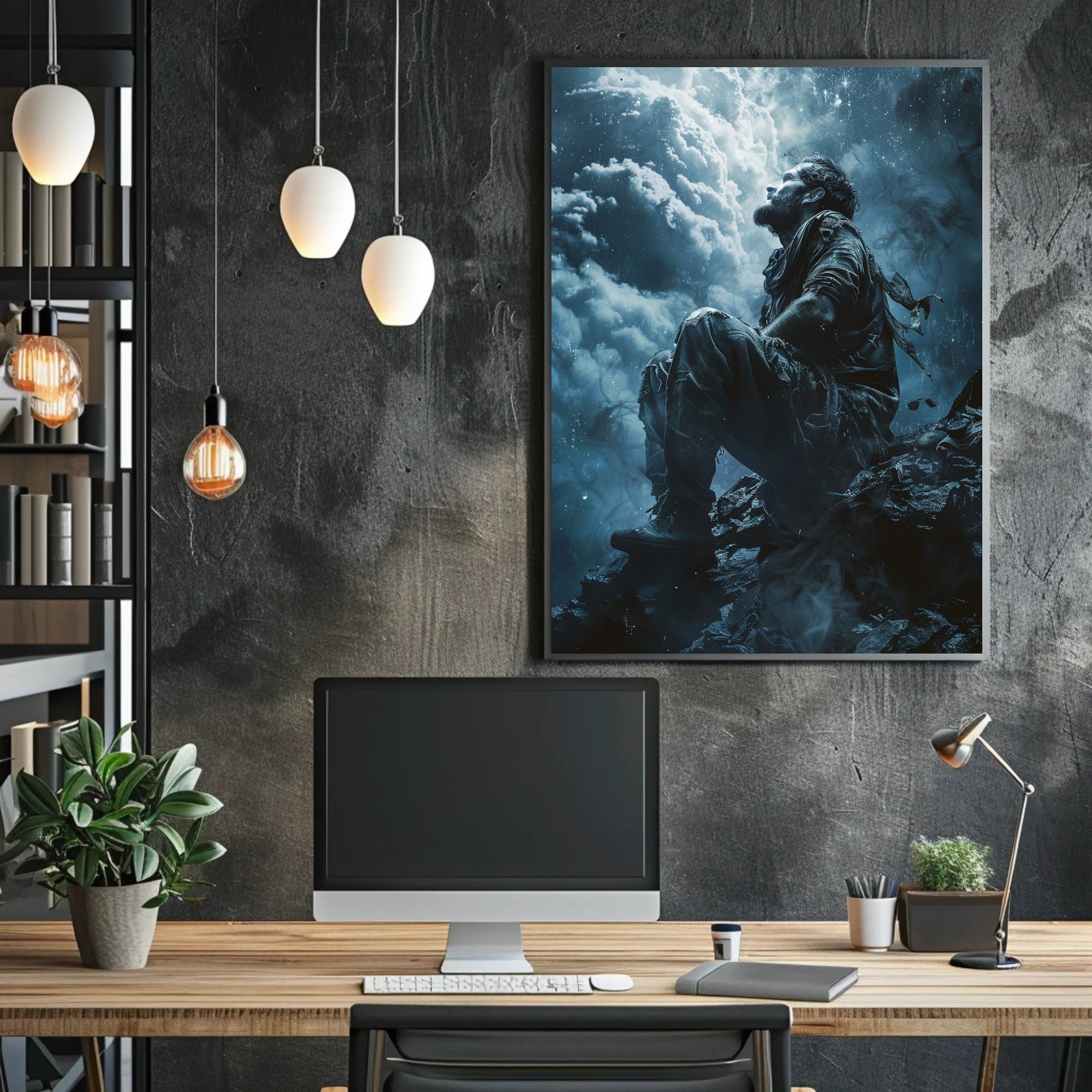 Haunting Horror Poster: Skeletal Figure with Red Eyes PosterGoat