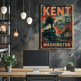 Kent Washington Vintage Railway Nostalgic Art Deco Poster