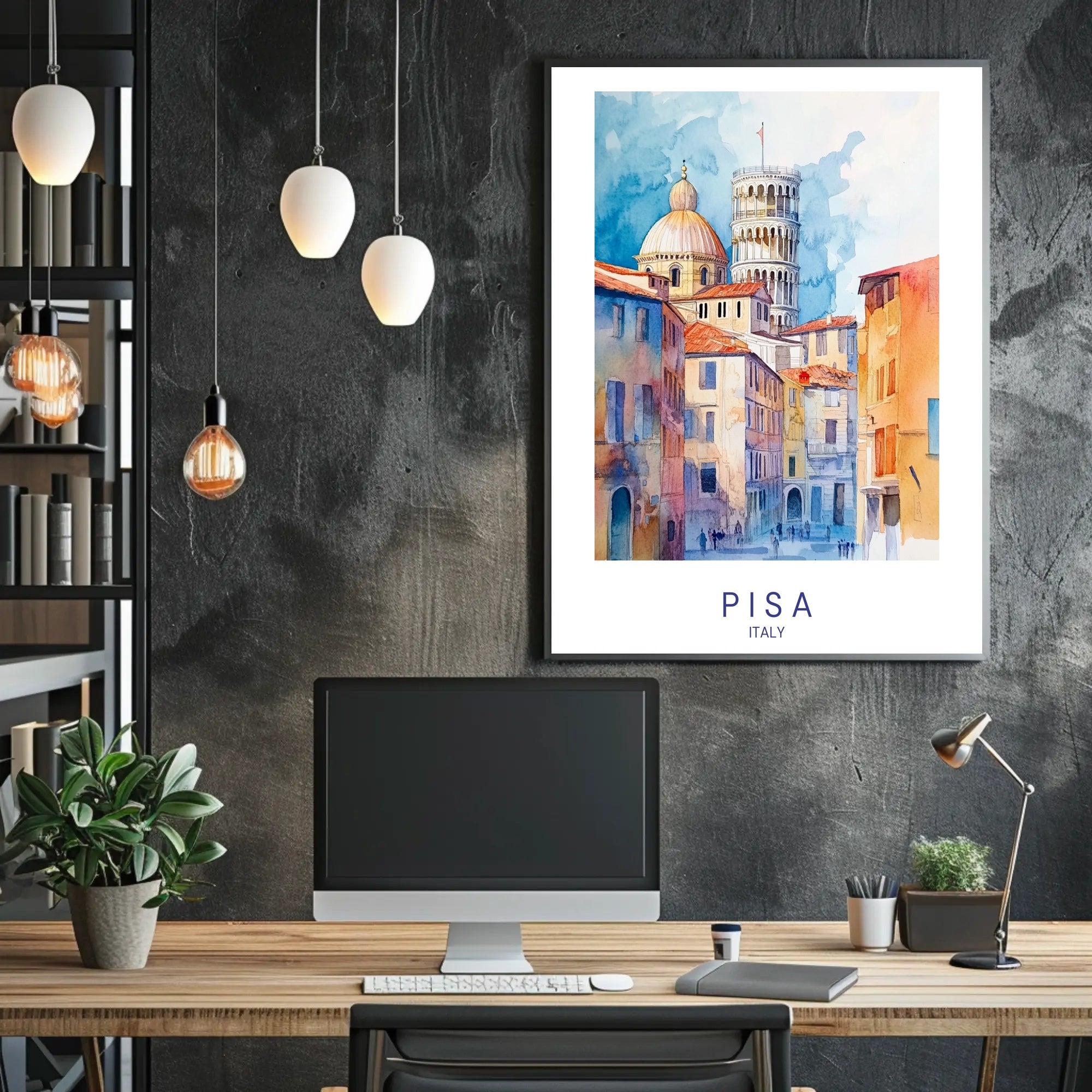 Pisa Leaning Tower Watercolor Art Travel Poster PosterGoat