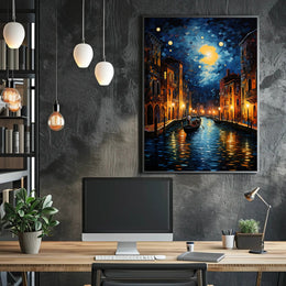Moonlit Venetian Canal Poster