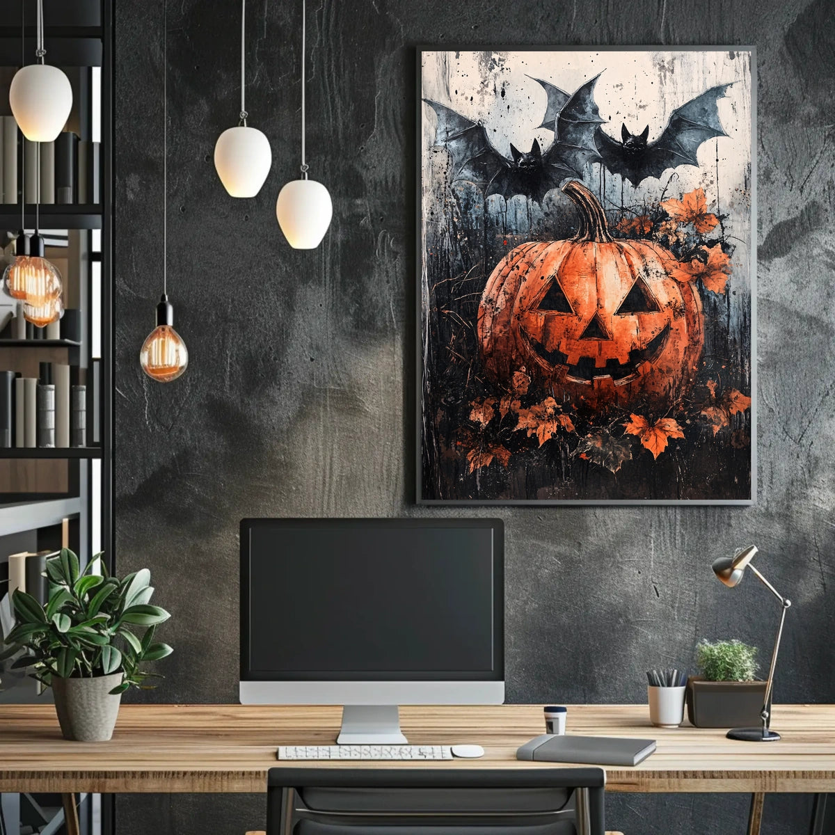 Spooky Pumpkin Scene Halloween Cultural or Heritage Poster