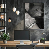 Serene Dog Portrait in Black and White - Dog Breed Poster PosterGoat
