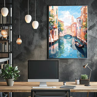 Venice Canal Gondola Scene Vintage Travel Poster