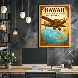 Steampunk Hawaii Adventure Poster PosterGoat