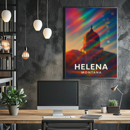 Helena Montana Skyline Vibrant Tribute Art Poster