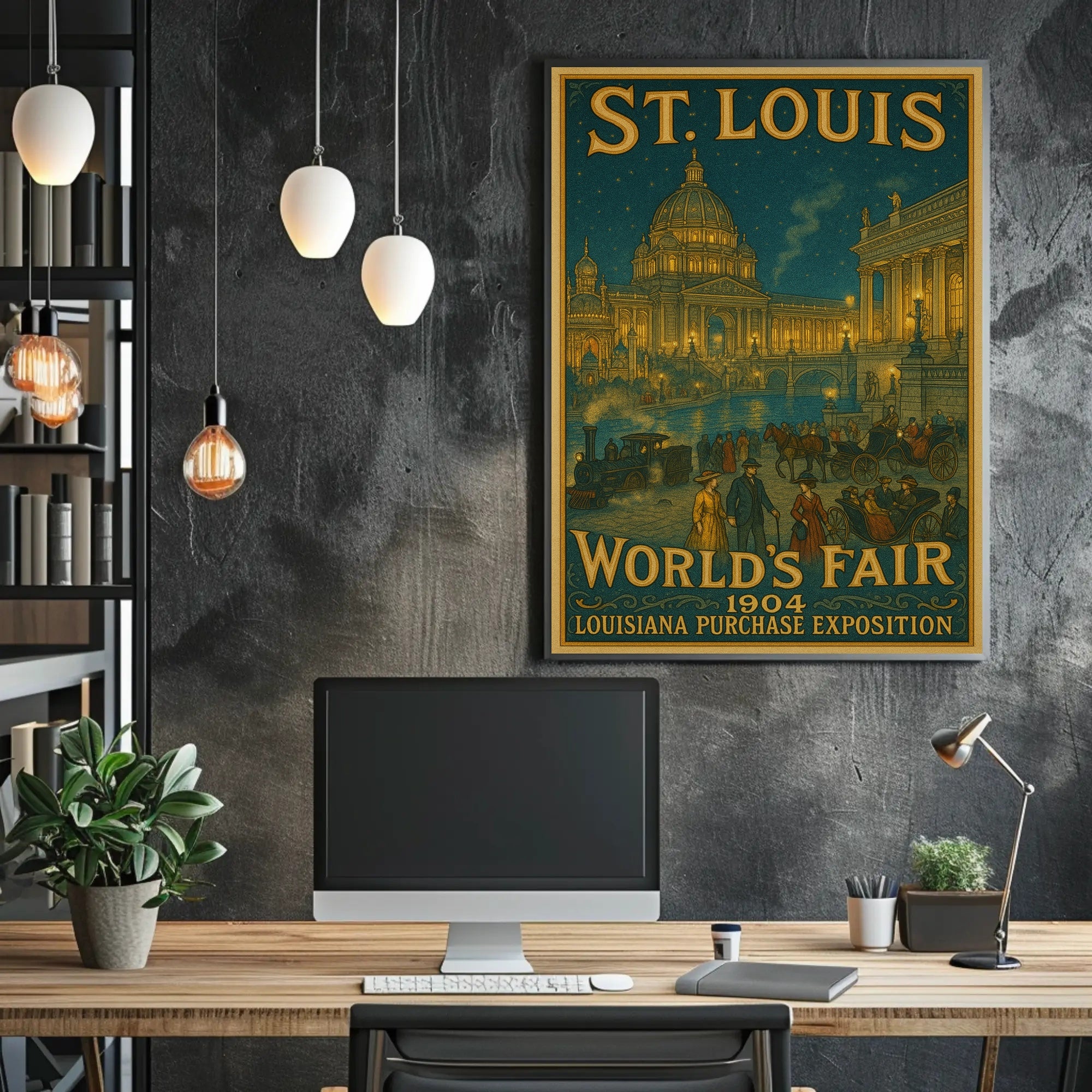 1904 World's Fair Grand Vintage Cultural or Heritage Poster