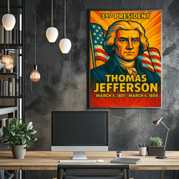 Thomas Jefferson 3rd President of the United States Colorful Comic Book Style Poster
