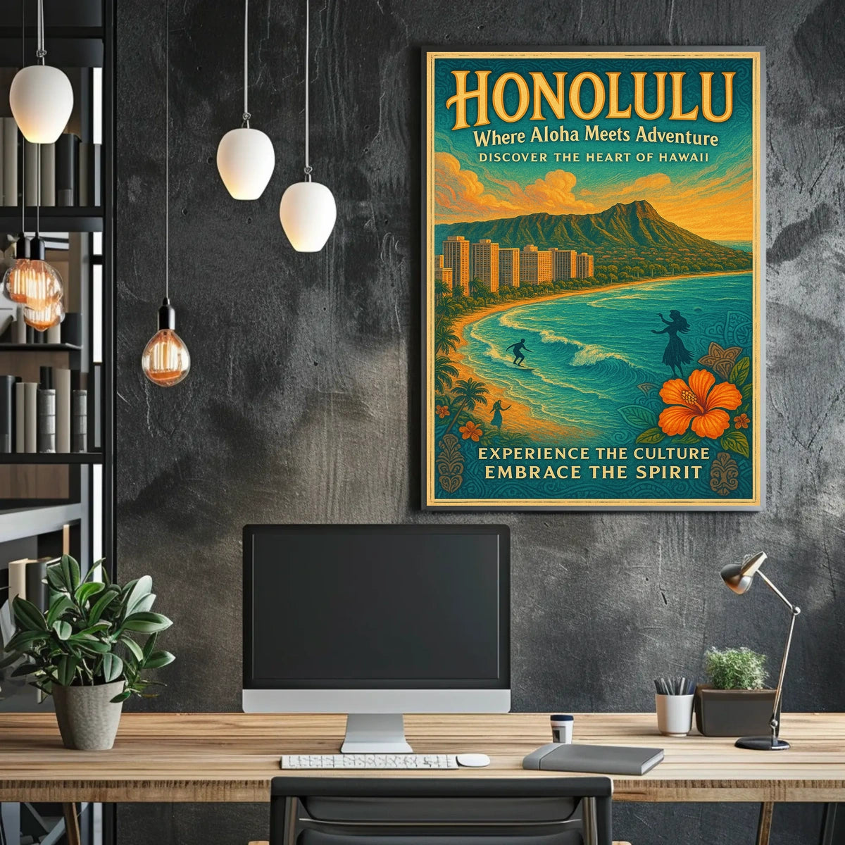 Honolulu Adventure Vintage Hawaiian Poster Print