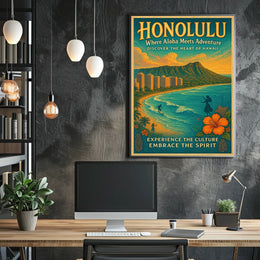 Honolulu Adventure Vintage Hawaiian Poster Print