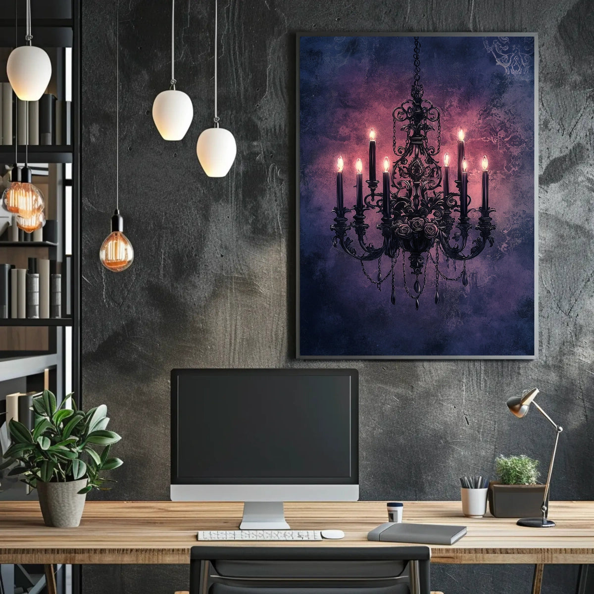 Intricate Chandelier Design Vintage Style Heritage Poster