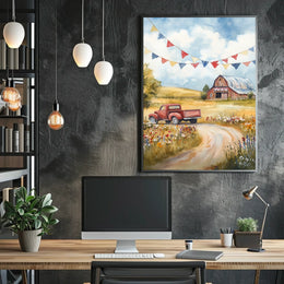 Vintage Pickup Truck Abstract Art Print Wall Decor Poster