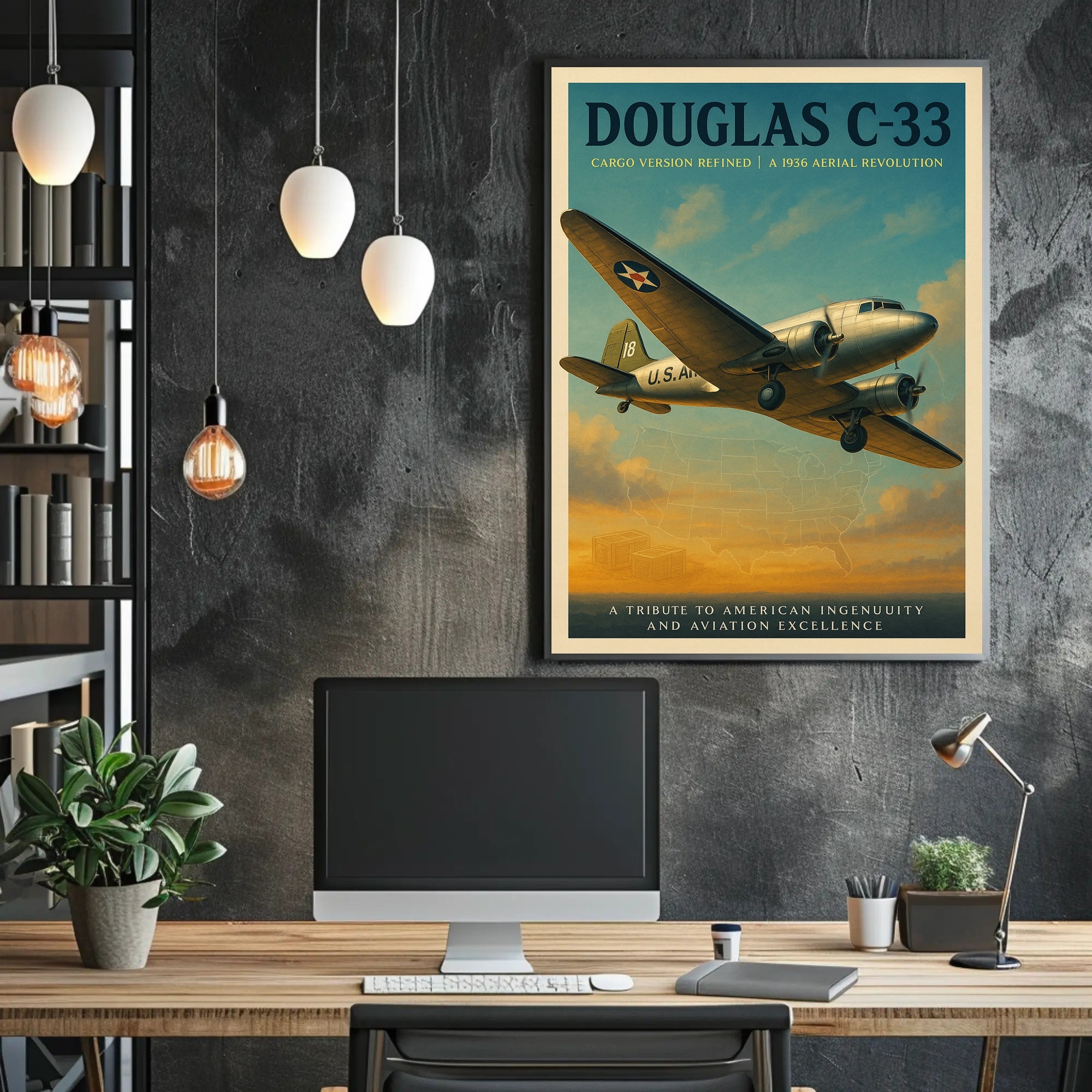 Douglas C-33 Vintage Aviation Poster Print