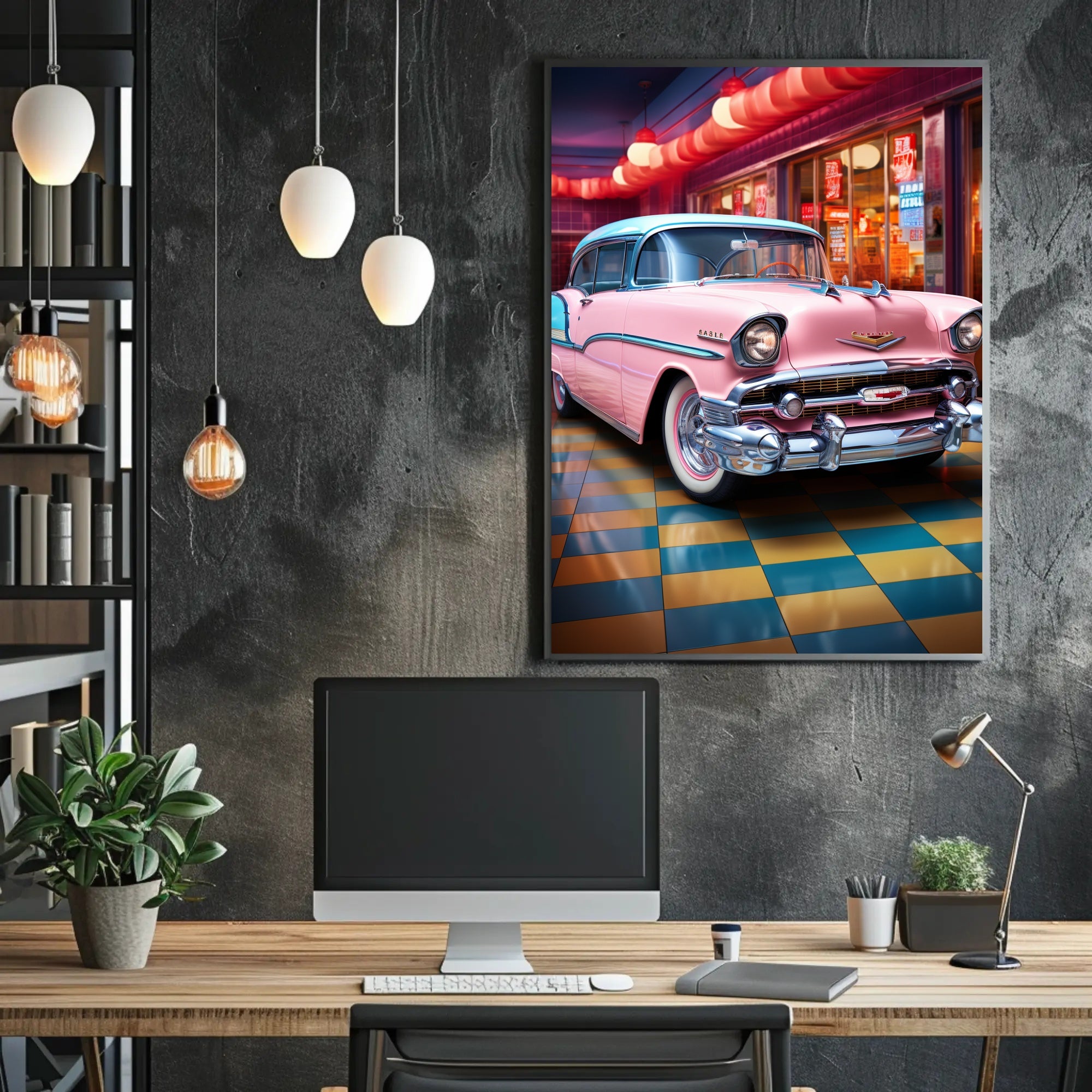 Retro Vibes Classic Car In A Vintage Poster