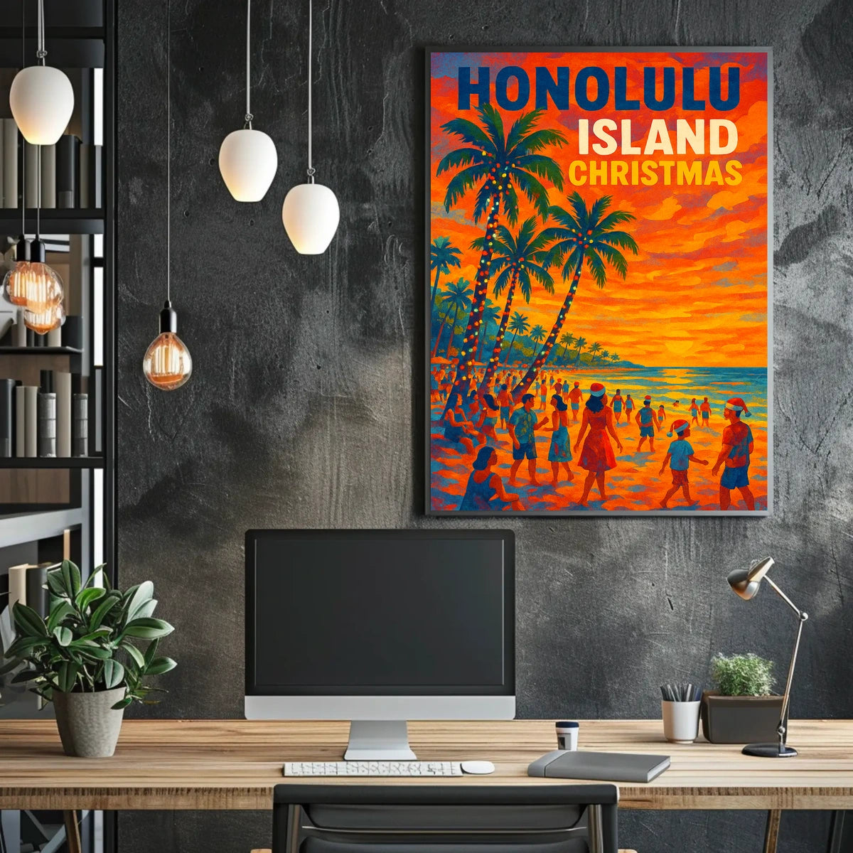 Honolulu Island Christmas Poster