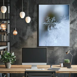 Intricate Snowflake Winter Scene Photorealistic Artistic Poster