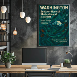 Washington Landmarks Modern Travel Poster